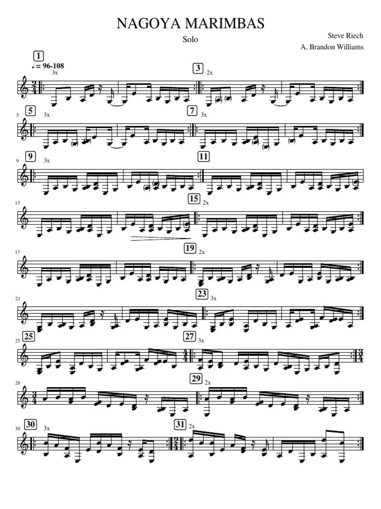 Nagoya Marimbas Steve Riech Solo PDF