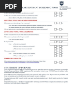 Genuine Temporary Entrant Screening Form: Visa History