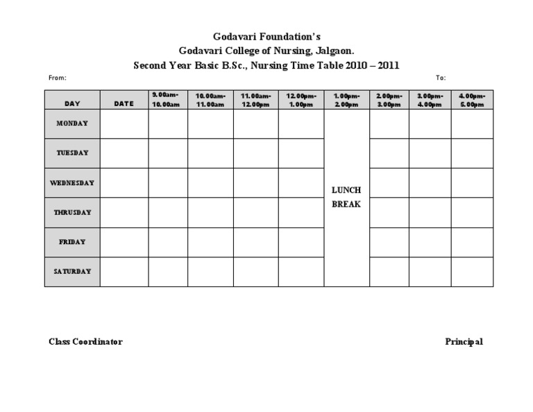 2nd Year B.Sc. Nursing Schedule | PDF