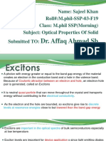 Optical Properties of Solids: Excitons