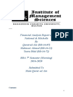 Financial Analysis of National & Mitchells Food Companies