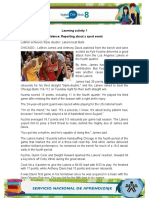 Learning Activity 1 Evidence: Reporting About A Sport Event