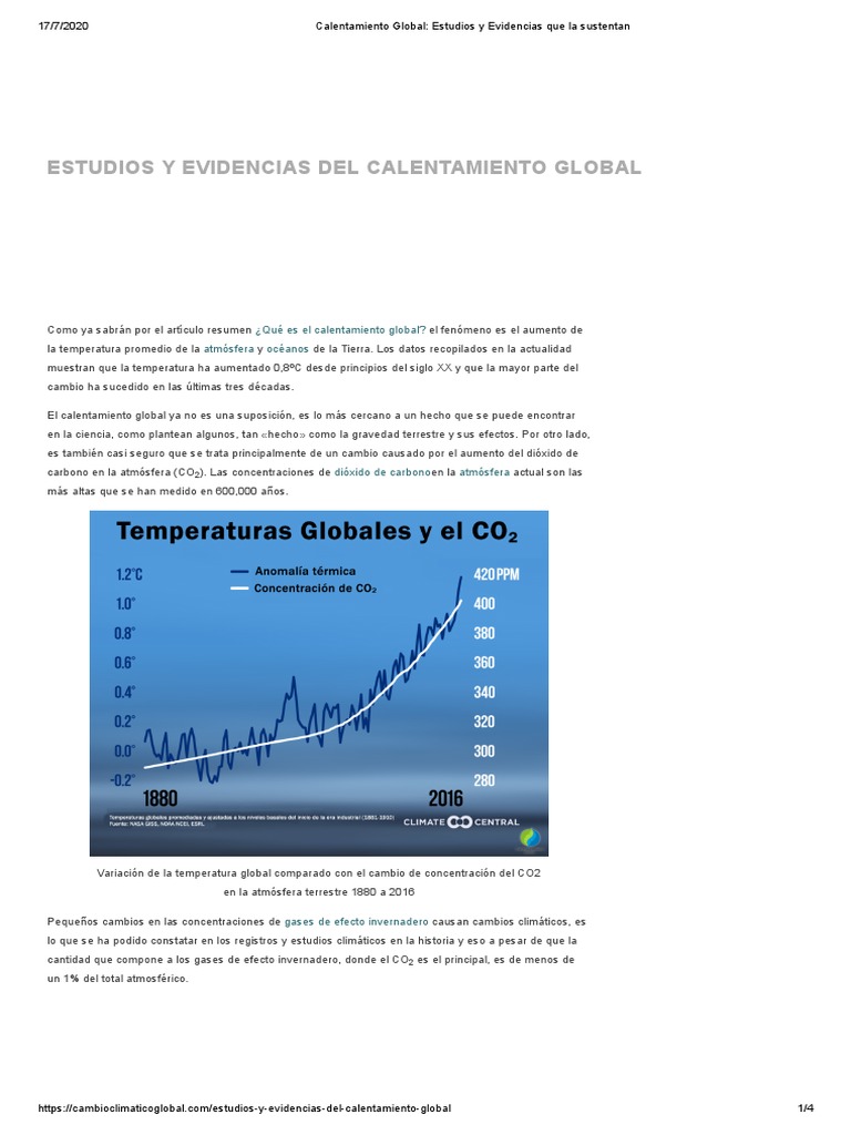 Evidencias del Calentamiento Global | PDF | Calentamiento global ...