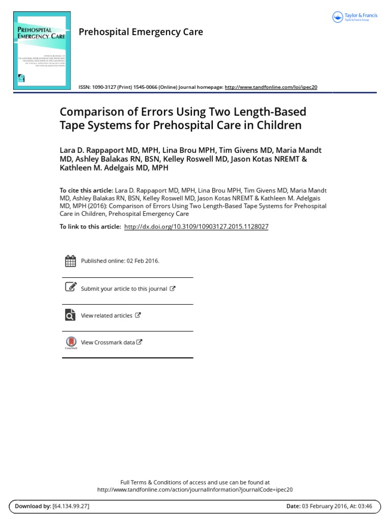 Handtevy vs. Broselow in Pediatric Care | PDF | Emergency Medical ...