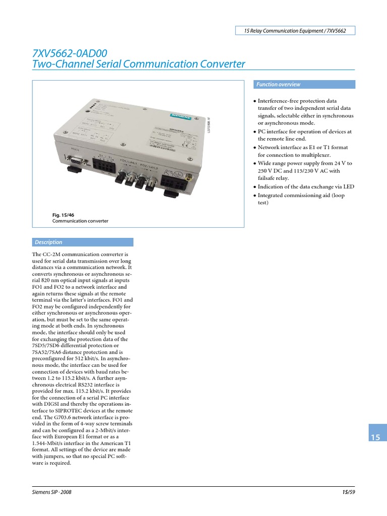 7XV5662-0AD00 Two-Channel Serial Communication Converter: Function ...