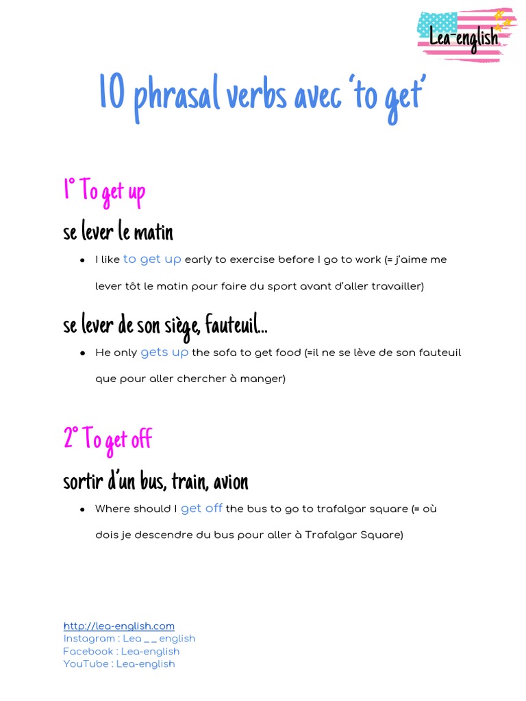 10 Phrasal Verbs avec "Get" en Anglais | PDF