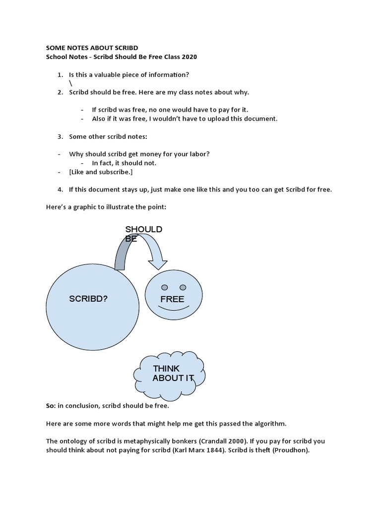 Notes For Scribd Should Be Free Class 2020 | PDF