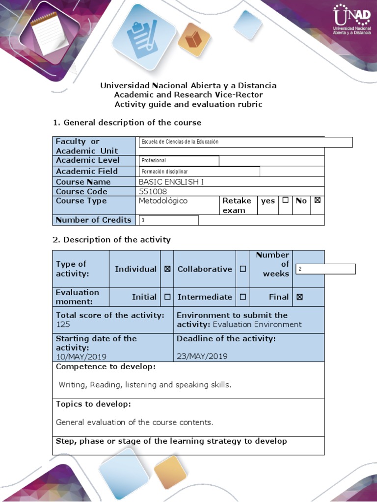 Basic English I Final Evaluation Guide | PDF | Vocabulary | Test ...