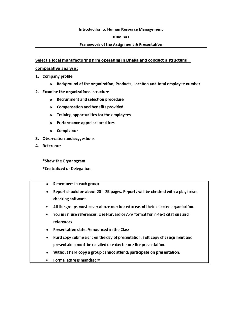 HRM 301 Assignment Guidelines | PDF
