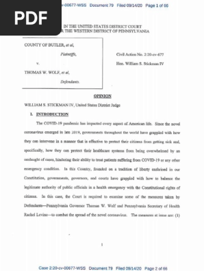 County of Butler v Wolf -- OPINION