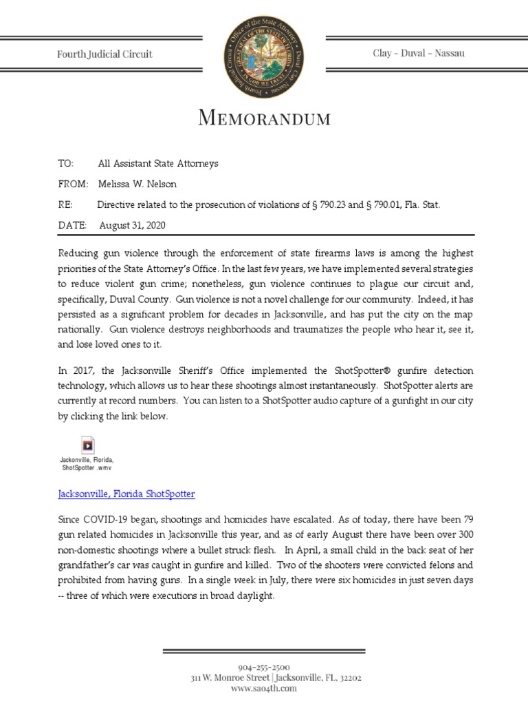 SAO Firearms Policy Memo Final | PDF