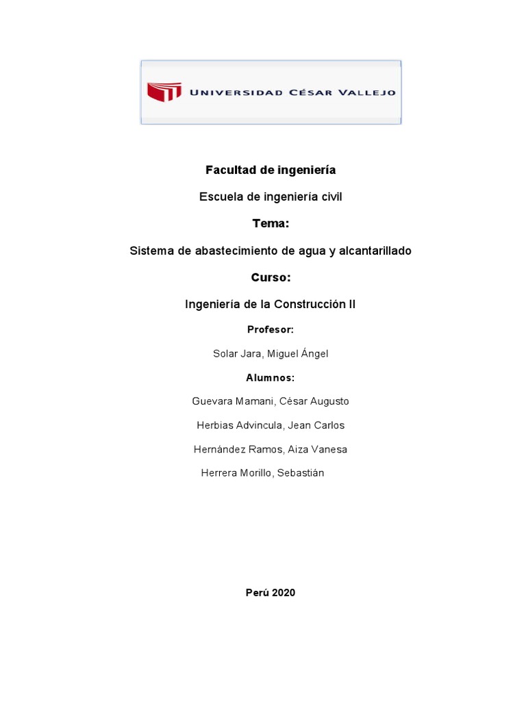 Sistema de Abastecimiento de Agua y Alcantarillado | PDF | Red de ...