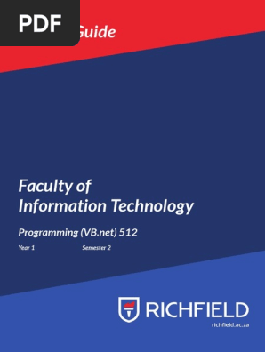Study Guide Programming Vb Net 512 2020 Pdf Pdf Visual Basic Net Class Computer Programming