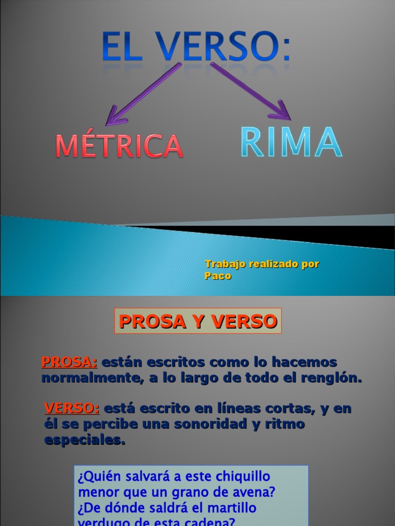 Prosa y verso: métrica y rima | PDF | Rima | Metro (poesía)