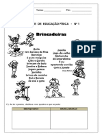 Atividade de Ed. Física 4 Bloco PDF