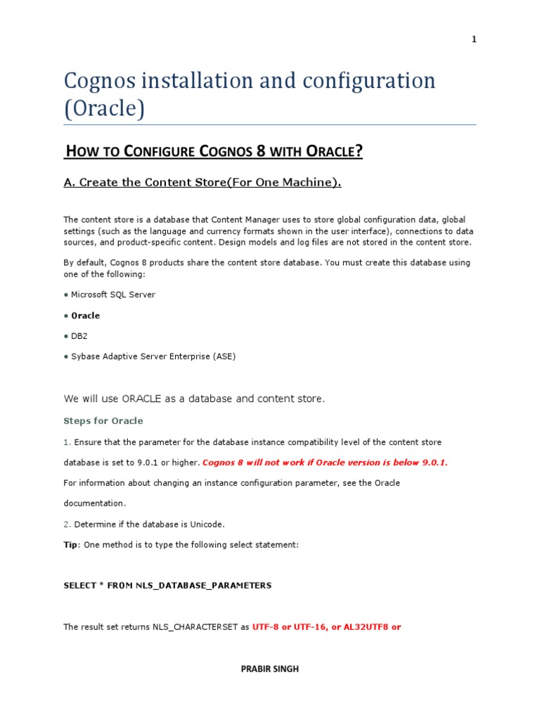 Cognos Installation and Configuration | PDF | Databases | Disaster Recovery