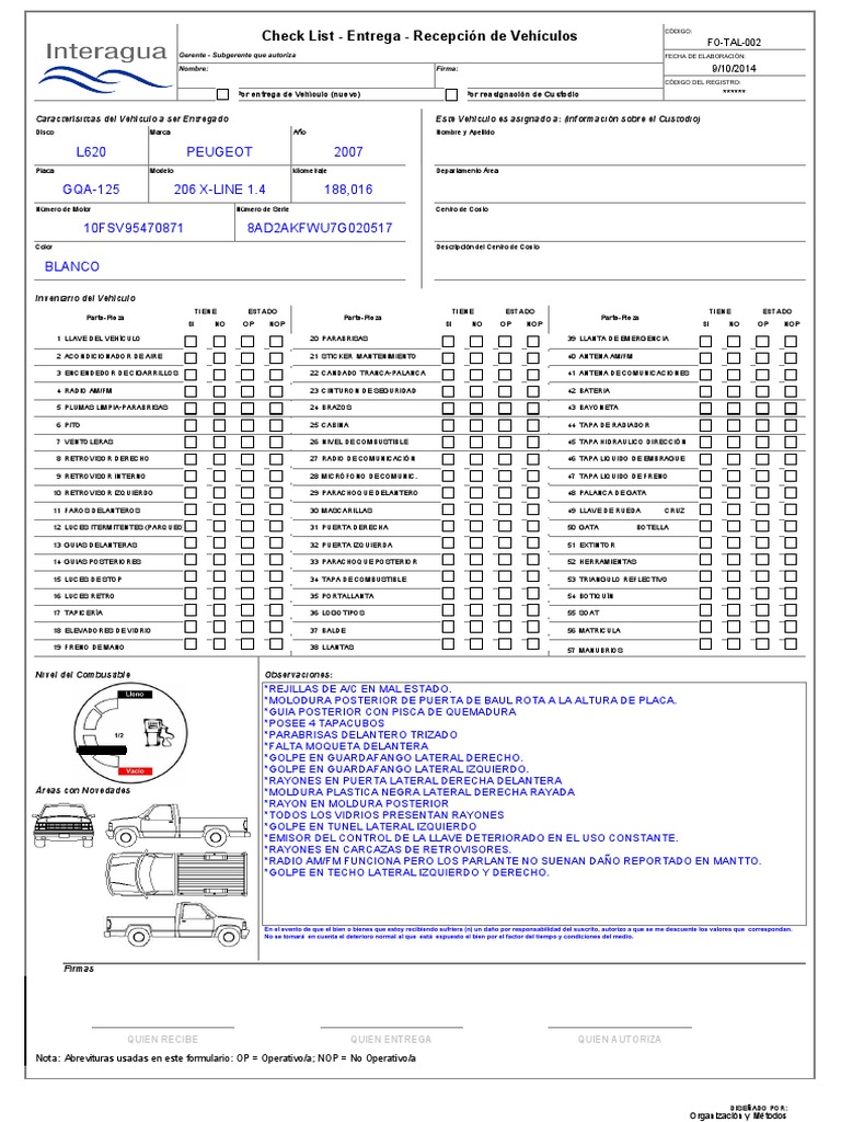 Copia de FO-TAL-002 - CHECK - LIST-ENTREGA-RECEPCION-VEHICULOS - v3 ...