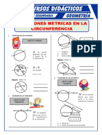 Ejercicios de Relaciones Métricas de Las Circunferencias para Quinto PDF