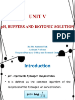 Unit V PH, Buffers and Isotonic Solution