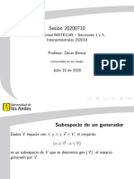 Sesi On 20200710: Algebra Lineal MATE1105 - Secciones 1 y 5, Intersemestrales 202019