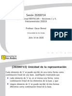 Sesi On 20200714: Algebra Lineal MATE1105 - Secciones 1 y 5, Intersemestrales 202019
