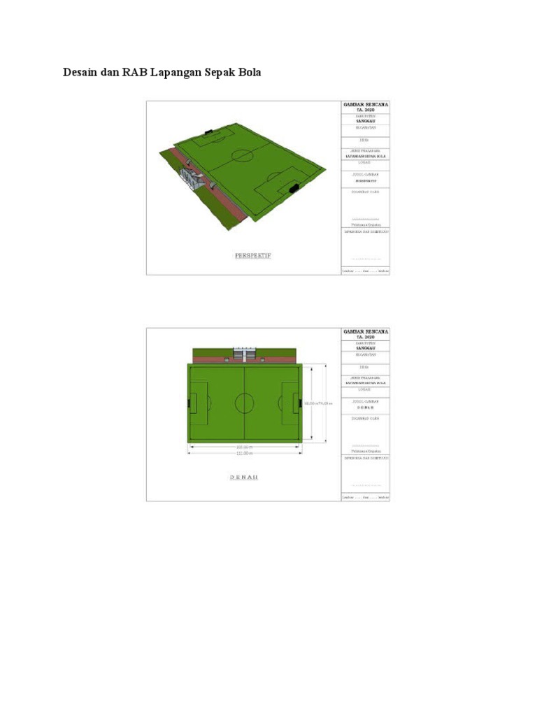 RAB dan Desain Lapangan Sepak Bola Desa | PDF