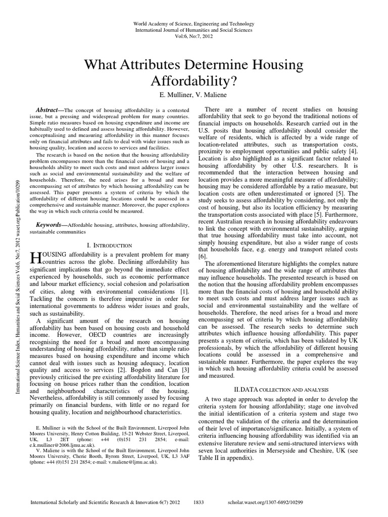 Comprehensive Housing Affordability Criteria | PDF | Affordable Housing ...