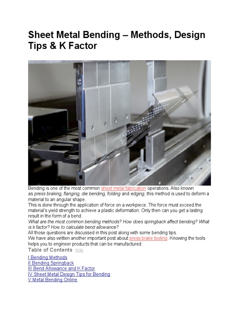 Sheet Metal Bending Methods & Tips | PDF | Sheet Metal | Metals