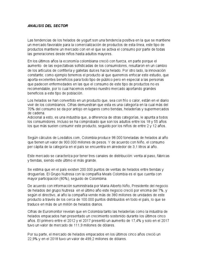 Crecimiento del Mercado de Helados en Colombia | PDF | Colombia | Mercado  (economía)