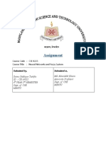 Assignment: Course Code: CSE-4203 Course Title: Neural Networks and Fuzzy System