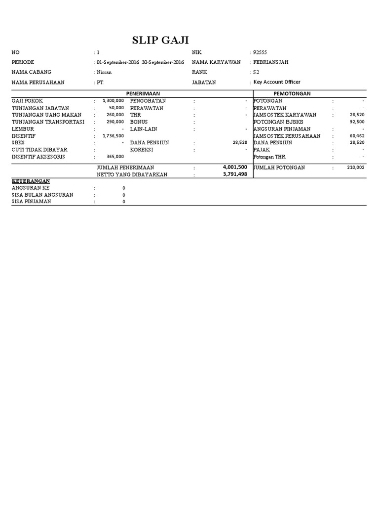 Contoh SLIP GAJI PDF