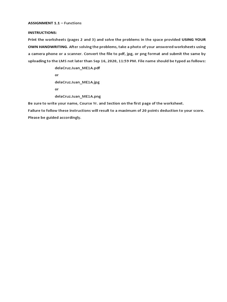 Functions Assignment Instructions | PDF | Teaching Methods & Materials