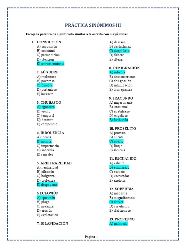 Práctica Sinónimos Iii | PDF | Dios | Teología
