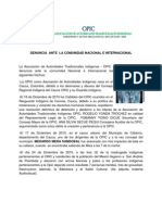 Opic-Denuncia Ante La Comunidad Nacional e Internacional