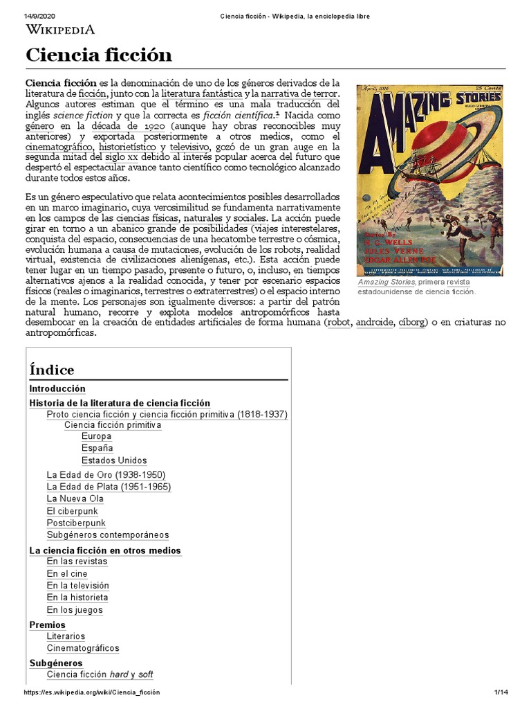 Todas Las Criaturas Grandes Y Pequeñas Serie Wikipedia Ciencia Ficción - Wikipedia, La Enciclopedia Libre PDF | PDF | Ciencia  Ficción Analógica Y Realidad | Galaxia ciencia ficción