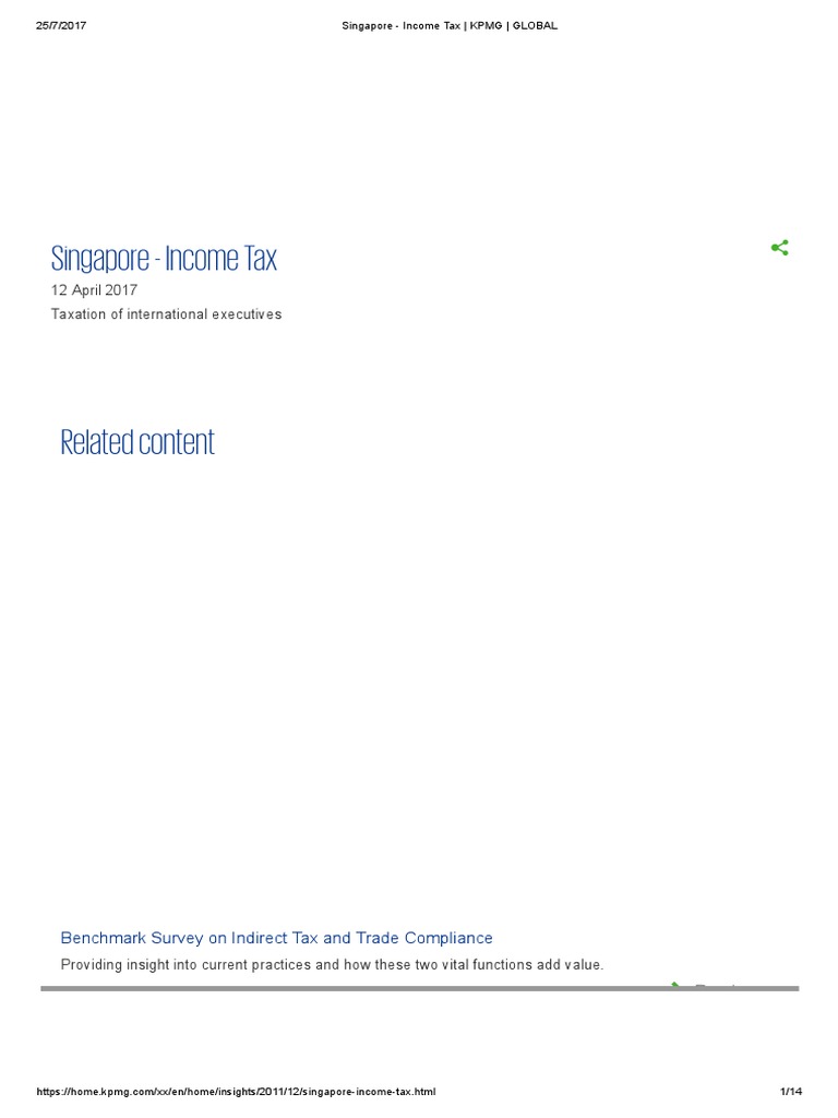 Singapore Tax KPMG GLOBAL PDF Capital Gains Tax Double