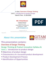 Topic For The Class: Unit 1: Date & Time: 21-08-2020: Introduction To Product Design
