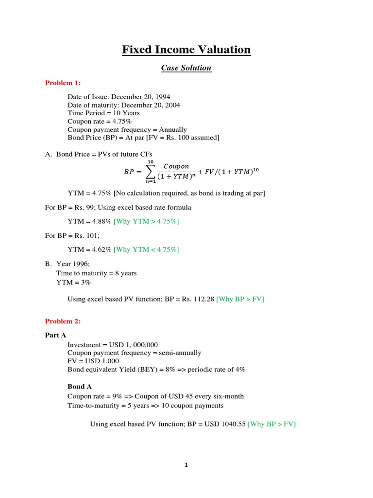 Fixed Income Valuation Analysis | PDF | Coupon (Bond) | Bonds (Finance)
