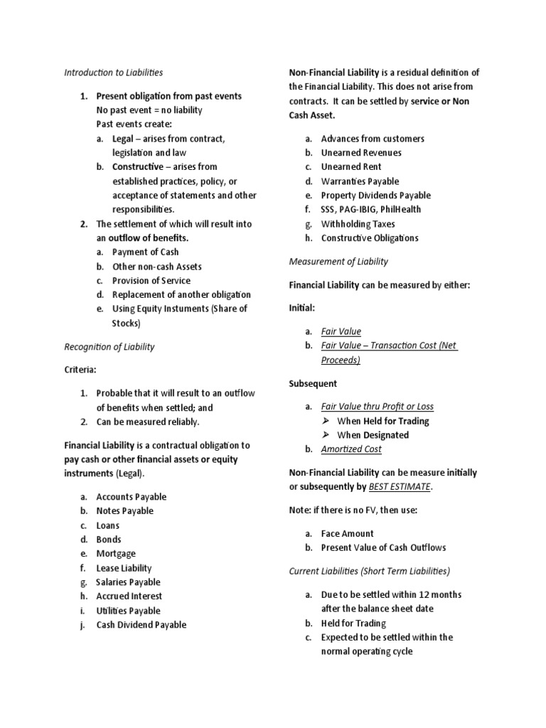Understanding Financial Liabilities | PDF | Accounts Payable ...