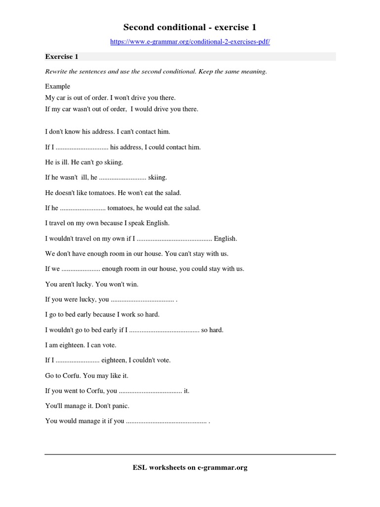 Second Conditional - Exercise 1 PDF | PDF | Language Arts & Discipline