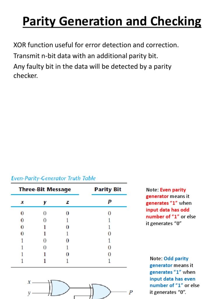 Even Parity Generation and Checking | PDF