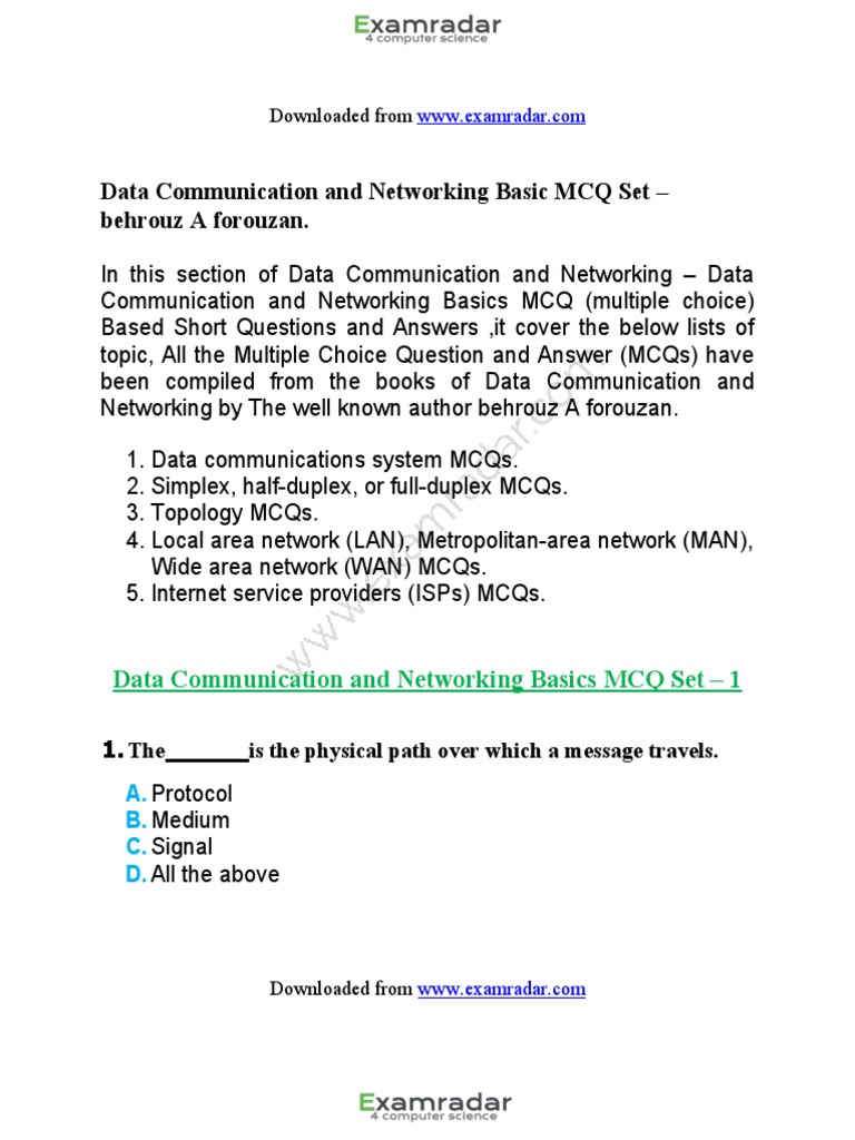 MCQ In Network Layer Delivery, Forwarding And Routing