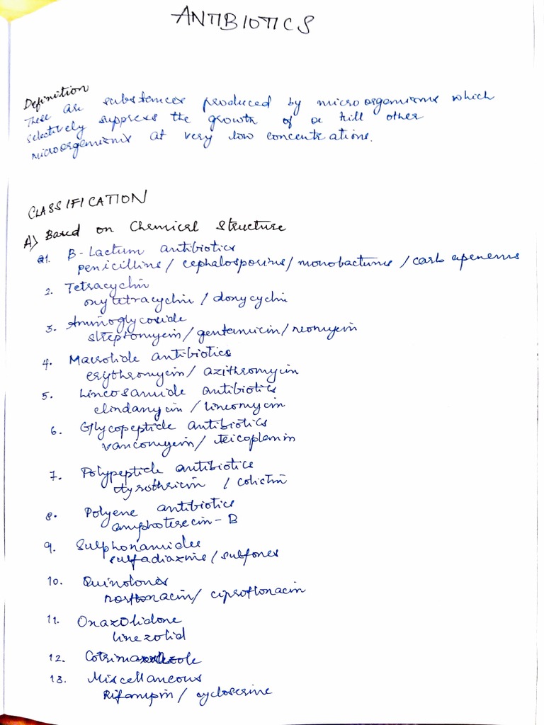 Antibiotic Classification Guide | PDF