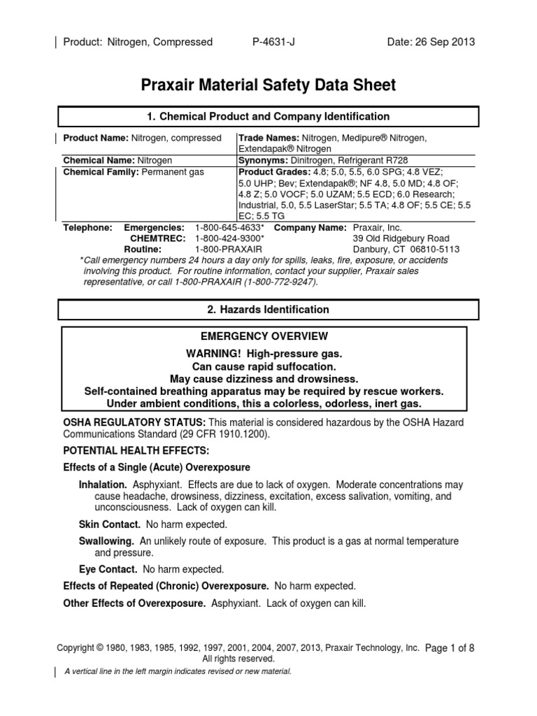 MSDS Nitrogen PDF PDF Superfund Safety