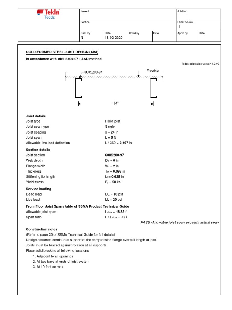 ColdFormed Steel Joist Design (AISI) PDF