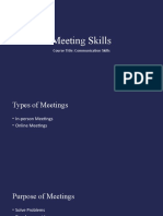 Meeting Skills: Course Title: Communication Skills