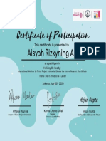 Certificate For Aisyah Rizkyning A.S For - Don't Afraid To Be A Leader...