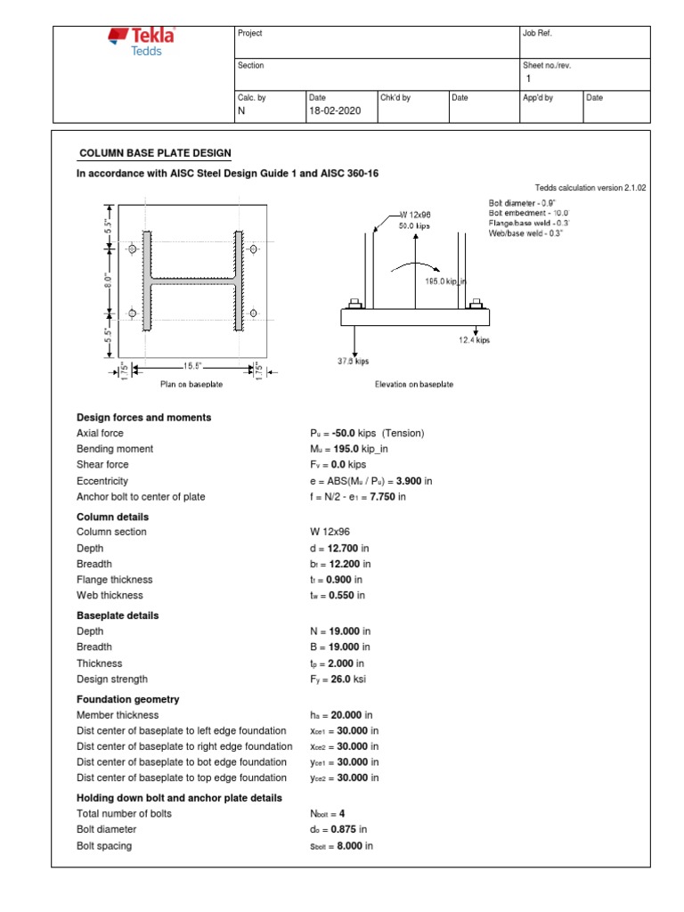 Base Plate and Anchor Bolt Design | PDF | Bending | Screw