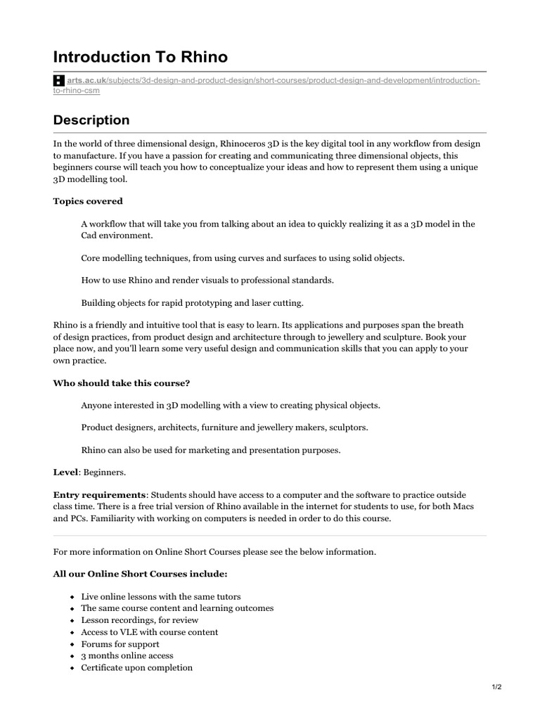 Introduction To Rhino PDF | PDF | 3 D Computer Graphics | 3 D Modeling