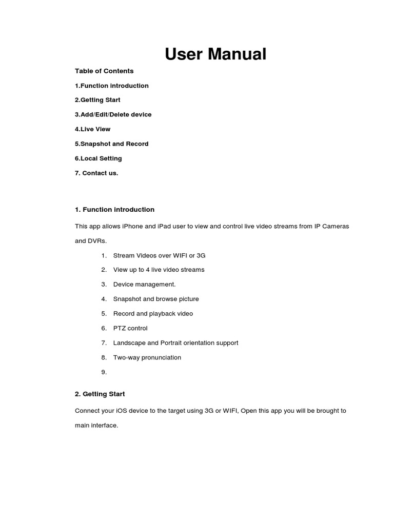 Goolink Camera App User Manual | PDF | Ios | Digital Technology